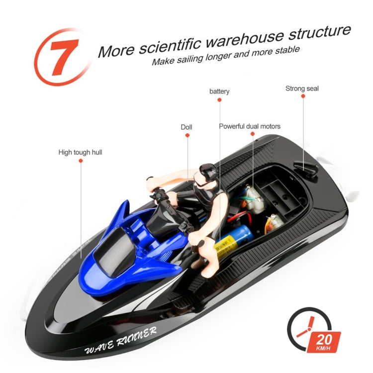 809  2.4G Remote Control Motor Speed Boat High Speed Electric Yacht Model Children Water Toys, Specification Single Battery (Red)