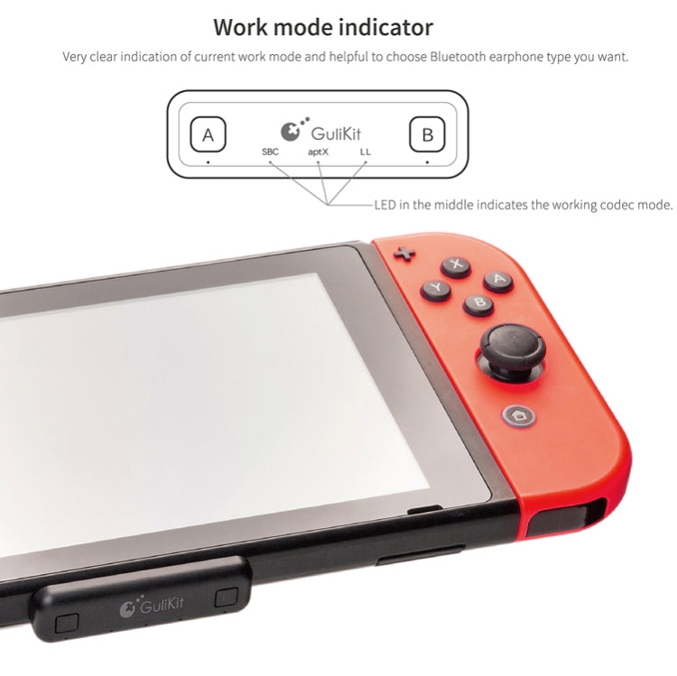 Gulikit Bluetooth Wireless Audio Adapter For Nintendo Switch, Model: NS07 Black