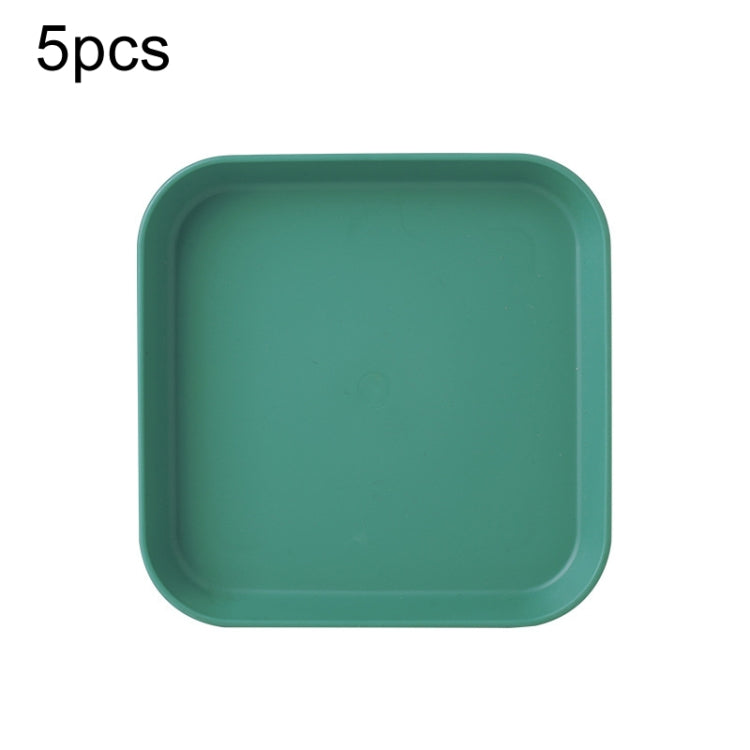 5pcs Home 6 Inch Small Dish Plastic Snack Cake Dish Dining Table Garbage Tray(Square Green)