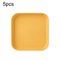 5pcs Home 6 Inch Small Dish Plastic Snack Cake Dish Dining Table Garbage Tray(Square Yellow)