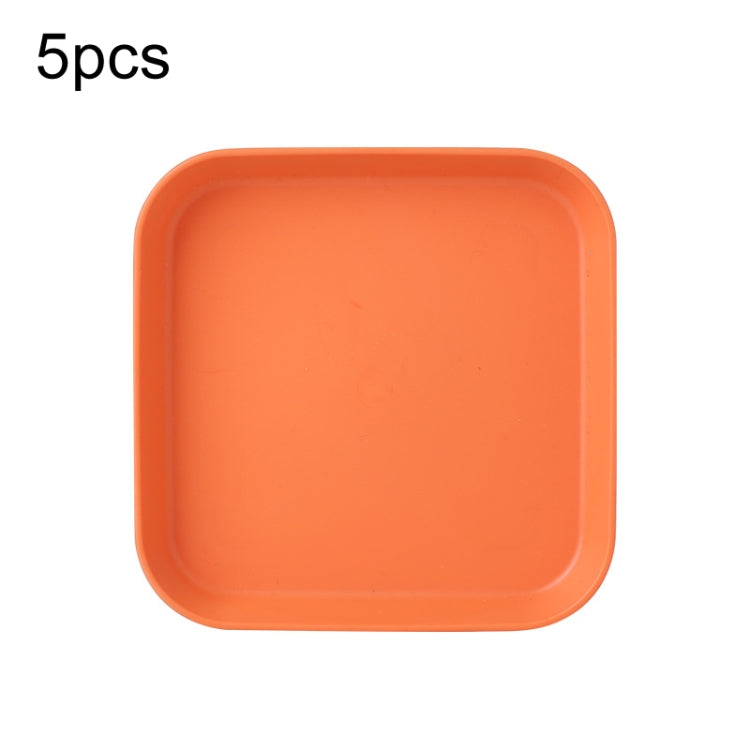 5pcs Home 6 Inch Small Dish Plastic Snack Cake Dish Dining Table Garbage Tray(Square Orange)