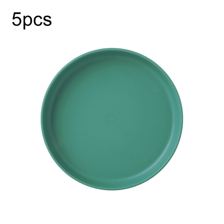 5pcs Home 6 Inch Small Dish Plastic Snack Cake Dish Dining Table Garbage Tray(Round Green)