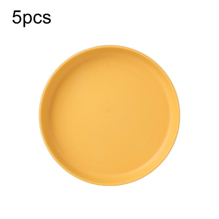 5pcs Home 6 Inch Small Dish Plastic Snack Cake Dish Dining Table Garbage Tray(Round Yellow)