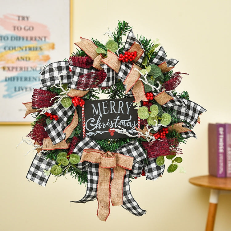 Christmas Decorations Cane Wreath Garland Door Hanger, Size: 50cm(Black Word Plate)