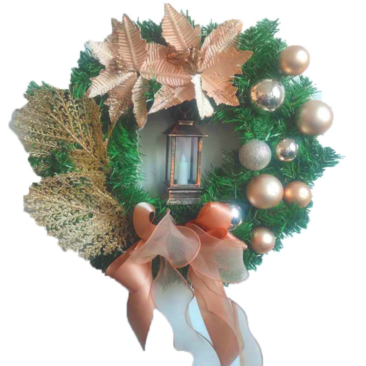 Christmas Decorations Cane Wreath Garland Door Hanger, Size: 50cm(Champagne Flower)
