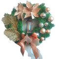 Christmas Decorations Cane Wreath Garland Door Hanger, Size: 50cm(Champagne Flower)