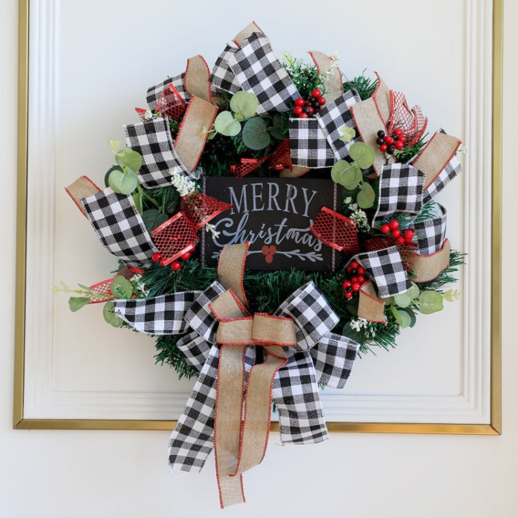 Christmas Decorations Cane Wreath Garland Door Hanger, Size: 50cm(Black Word Plate)