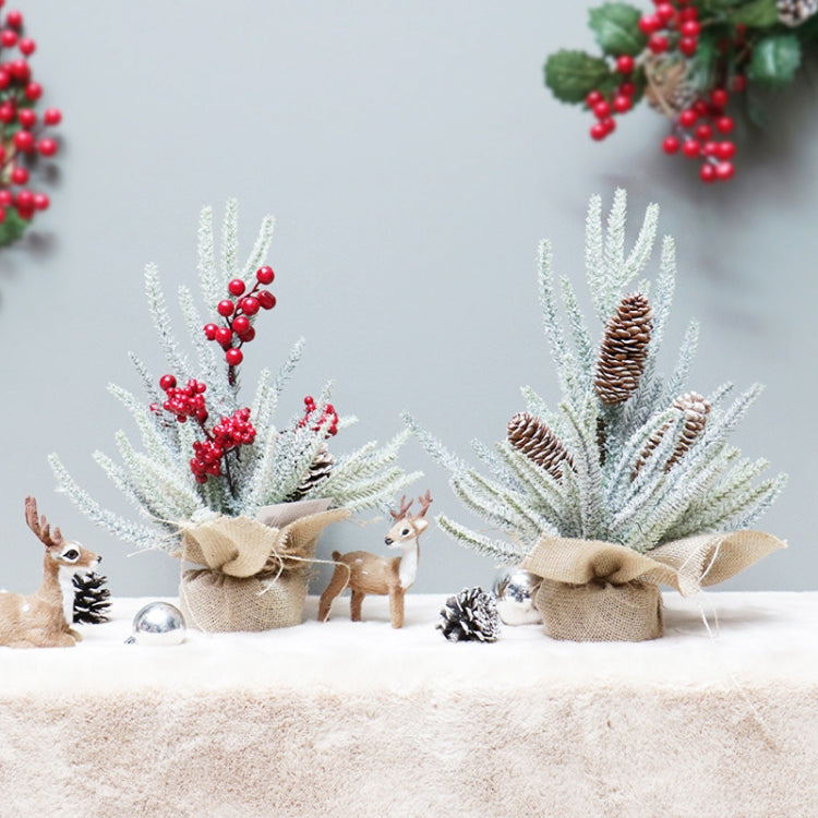 SYAF19 33cm Christmas Decorations Snow PE Mini Christmas Tree Plant(Red Fruit)