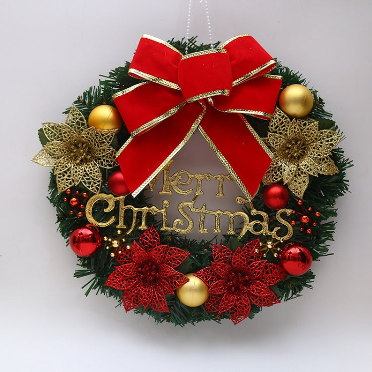 Christmas Decoration Wreath Garland Rattan Door Hanging, Specification: Red Flower