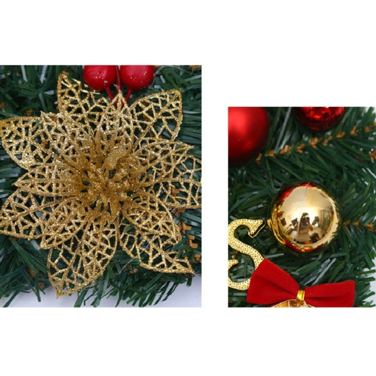 Christmas Decoration Wreath Garland Rattan Door Hanging, Specification: Red Flower