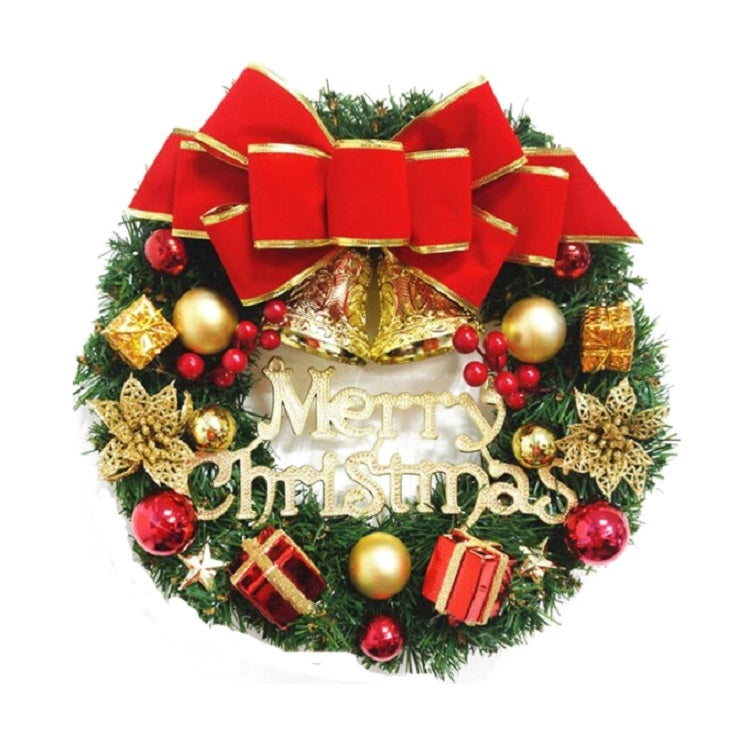 Christmas Decoration Wreath Garland Rattan Door Hanging, Specification: Double Bell Gift Pack