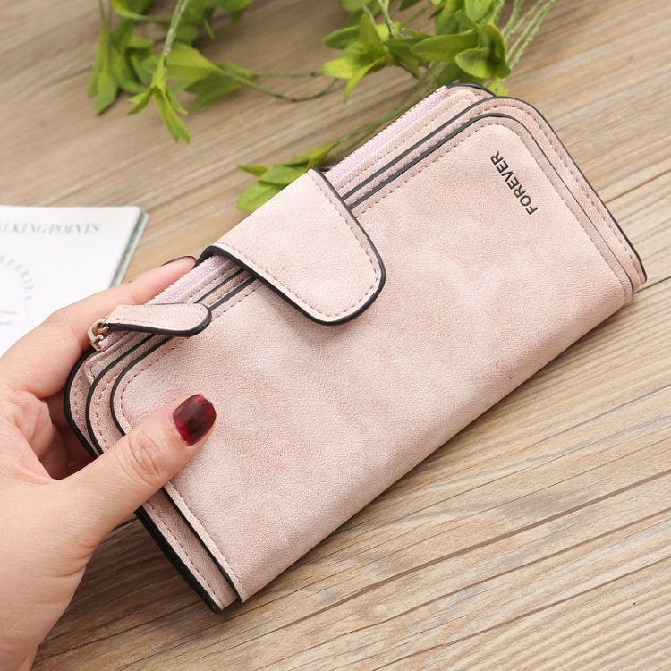 B821 Ladies Frosted Coin Purse PU Leather Clutch Multi-Purpose Long Wallet Large Capacity Card Case(Purple Red)