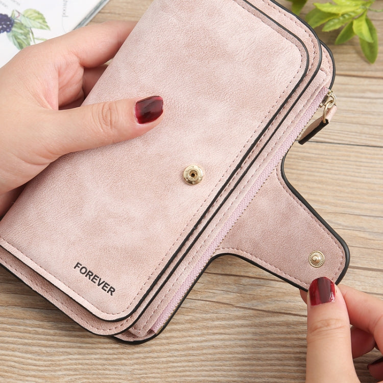 B821 Ladies Frosted Coin Purse PU Leather Clutch Multi-Purpose Long Wallet Large Capacity Card Case(Purple Red)