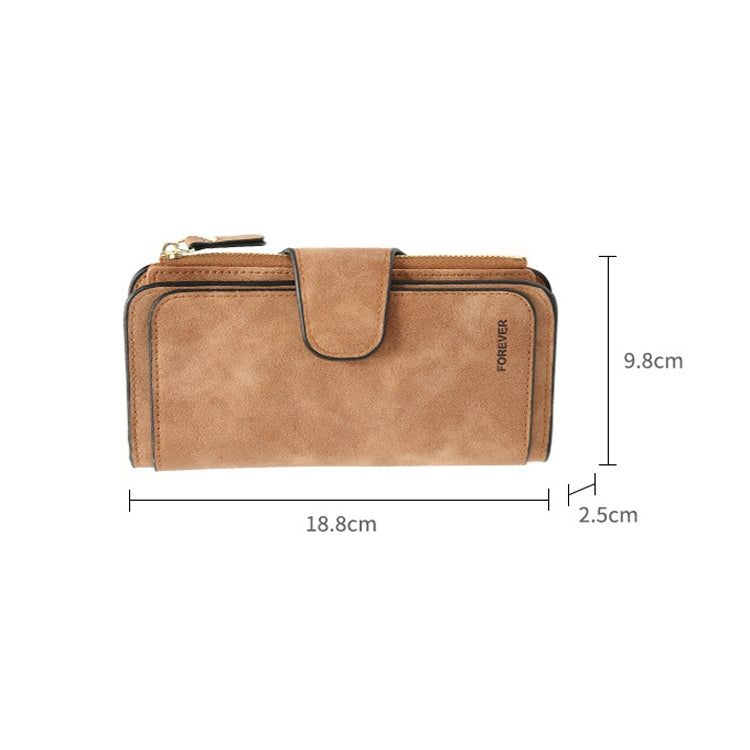 B821 Ladies Frosted Coin Purse PU Leather Clutch Multi-Purpose Long Wallet Large Capacity Card Case(Purple Red)