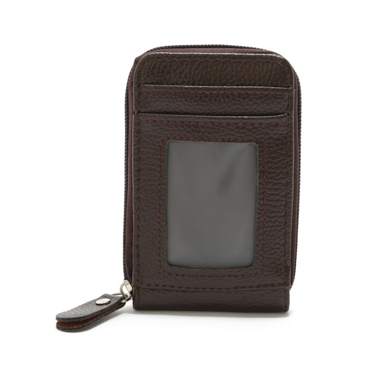 Vertical Ladies Coin Purse Woven Pattern Mini Organ Card Holder Student ID Bag(Brown)