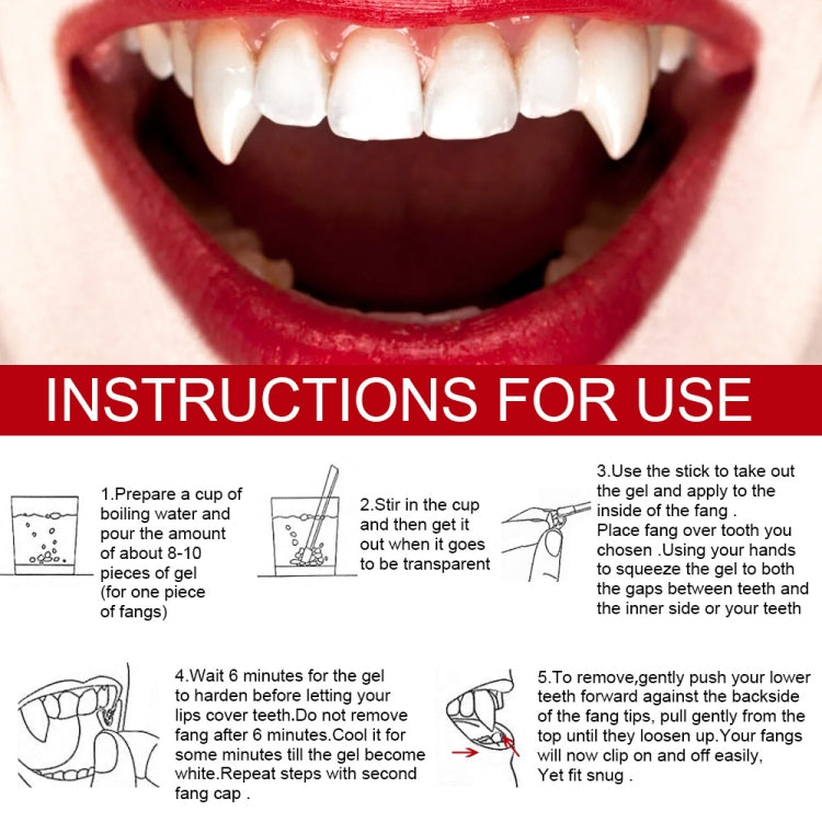 4 PCS Halloween Decoration Vampire Teeth Retractable Zombie Teeth,Packaging: OPP