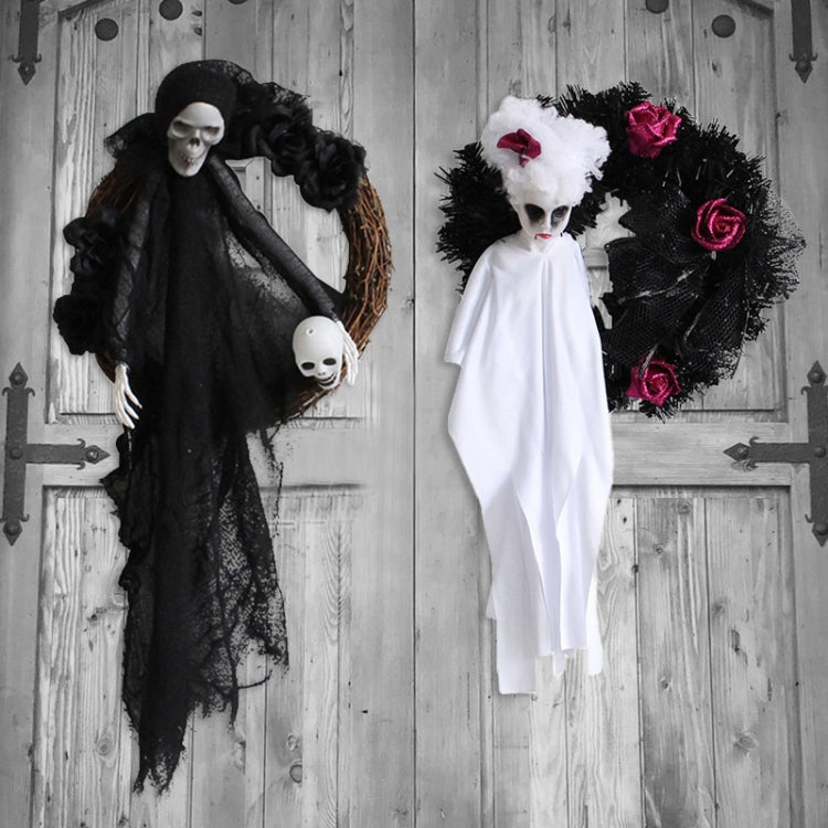 Halloween Ghost Door Hanging Horror Party Hanging Ornaments Haunted House Decoration(Black Ghost)