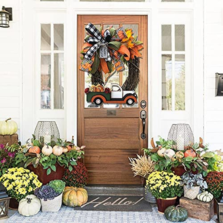 Christmas Ornament Wreath Garland Door Hanger(Orange)