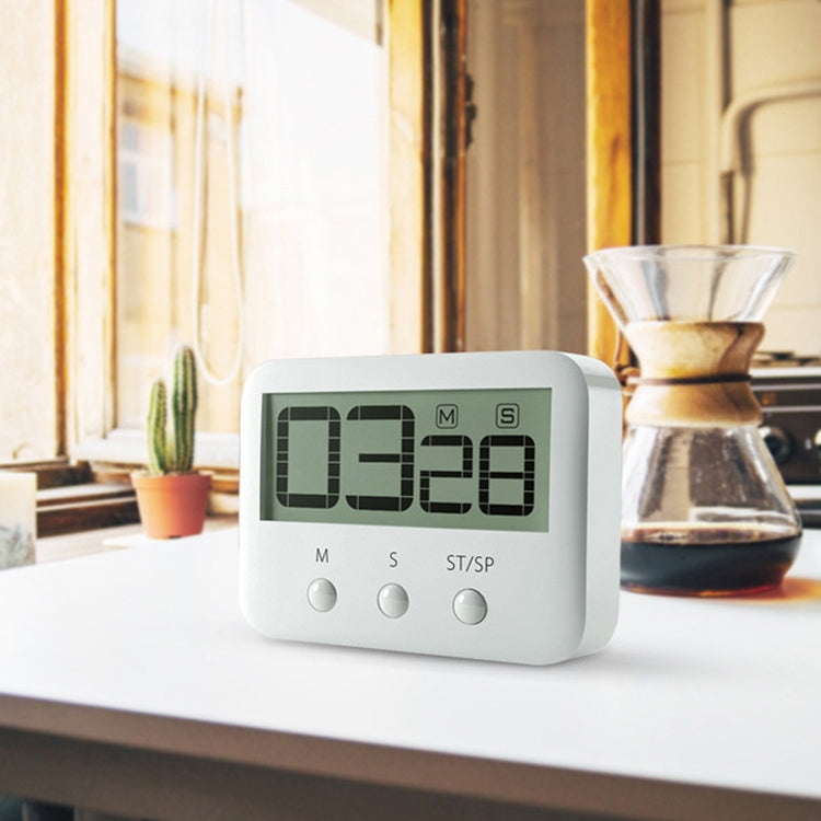 118S LCD Digital Display Countdown Timer Large Screen Kitchen Timer(White)