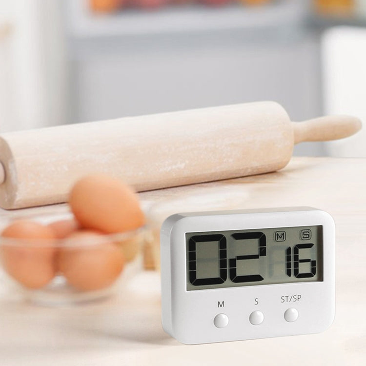 118S LCD Digital Display Countdown Timer Large Screen Kitchen Timer(White)