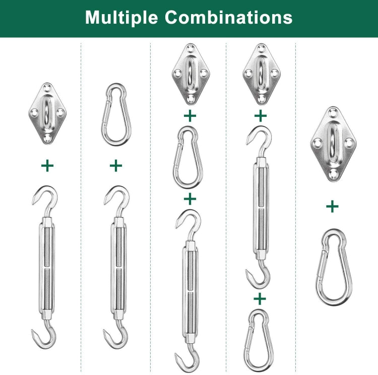 24 in 1 304 Stainless Steel Fixed Shade Sail Accessories Diamond Buckle Flower Basket Spring Buckle, Spec: M6 Set