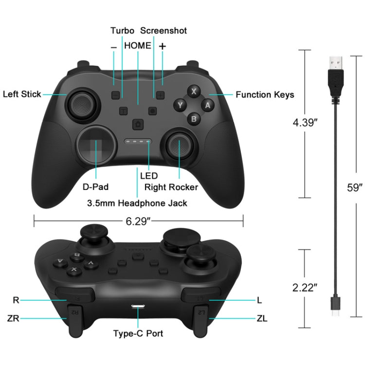 MB-S819 Wireless Bluetooth Game Console Handle With Wake-Up Vibrating Gyroscope For Nintendo Switch(Black)