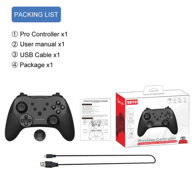 MB-S819 Wireless Bluetooth Game Console Handle With Wake-Up Vibrating Gyroscope For Nintendo Switch(Black)