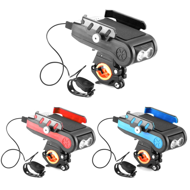 BG-2021 Bicycle Front Light 4 In 1 Mobile Phone Holder Horn Light Mountain Bike Front Light, Colour: 2400 MAH Black