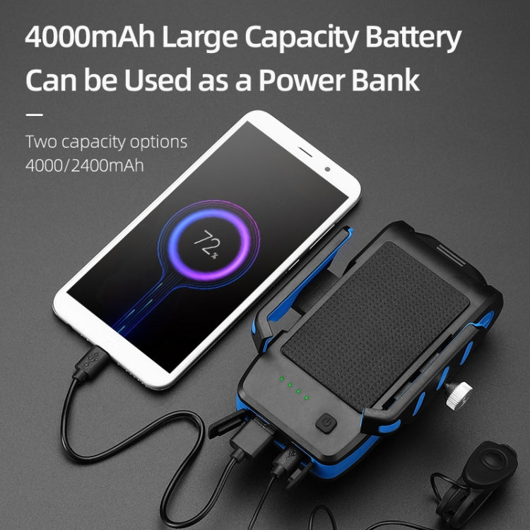 BG-2021 Bicycle Front Light 4 In 1 Mobile Phone Holder Horn Light Mountain Bike Front Light, Colour: 2400 MAH Black
