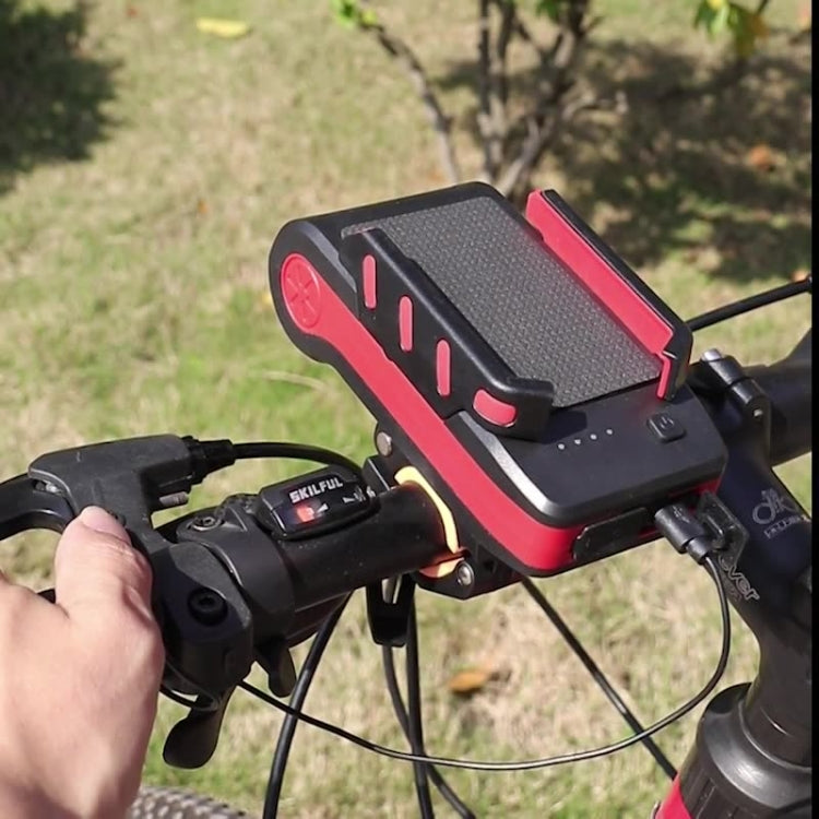 BG-2021 Bicycle Front Light 4 In 1 Mobile Phone Holder Horn Light Mountain Bike Front Light, Colour: 2400 MAH Red