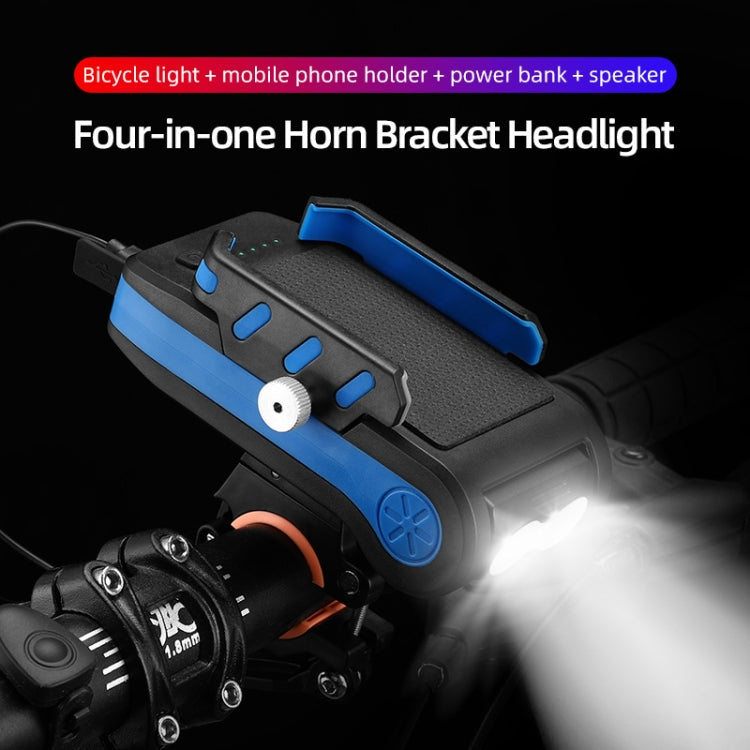 BG-2021 Bicycle Front Light 4 In 1 Mobile Phone Holder Horn Light Mountain Bike Front Light, Colour: 4000 MAH Blue