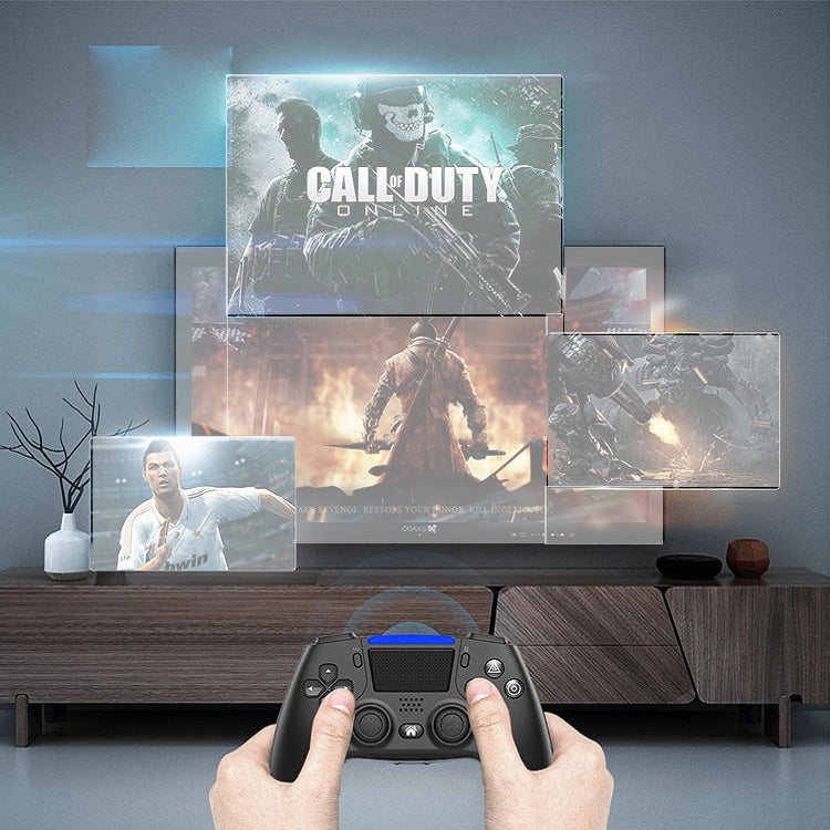 Bluetooth Wireless Six-Axis Programmable Dual-Vibration Gamepad For PS4(Red)