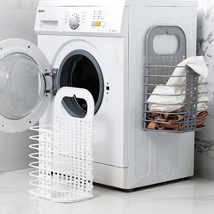 Household Bathroom Wall-Mounted Perforation-Free Folding Dirty Clothes Basket Toy Storage Basket(White)