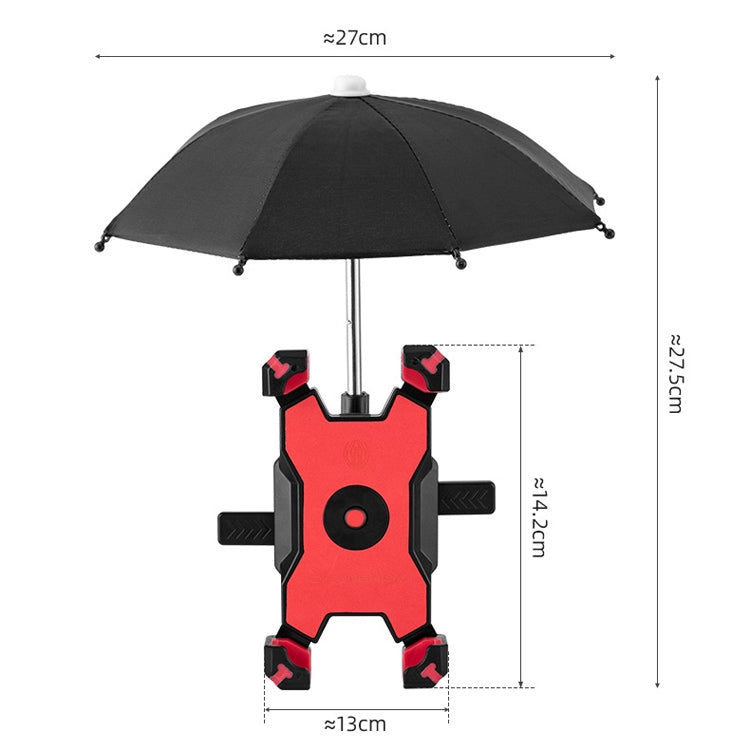 CYCLINGBOX Bicycle Mobile Phone Bracket With Parasol Rider Mobile Phone Frame, Style: Handlebar Installation (Yellow)