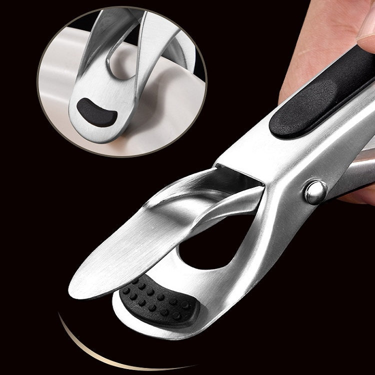 Kitchen 304 Stainless Steel Inlaid Rubber Non-Slip Anti-Scald Dish Holder And Tray Lifter(Black)