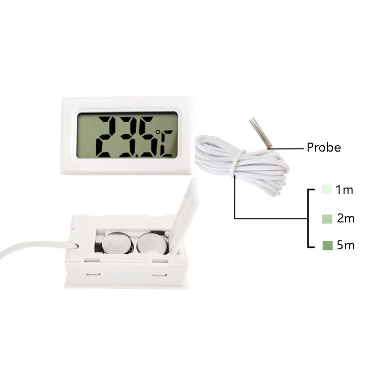 Fish Tank Digital Thermometer Waterproof Probe Electronic Measuring Thermometer, Line Length: 2m (Black)