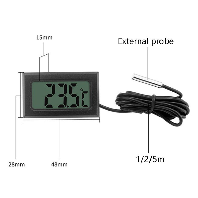 Fish Tank Digital Thermometer Waterproof Probe Electronic Measuring Thermometer, Line Length:  2m (White)