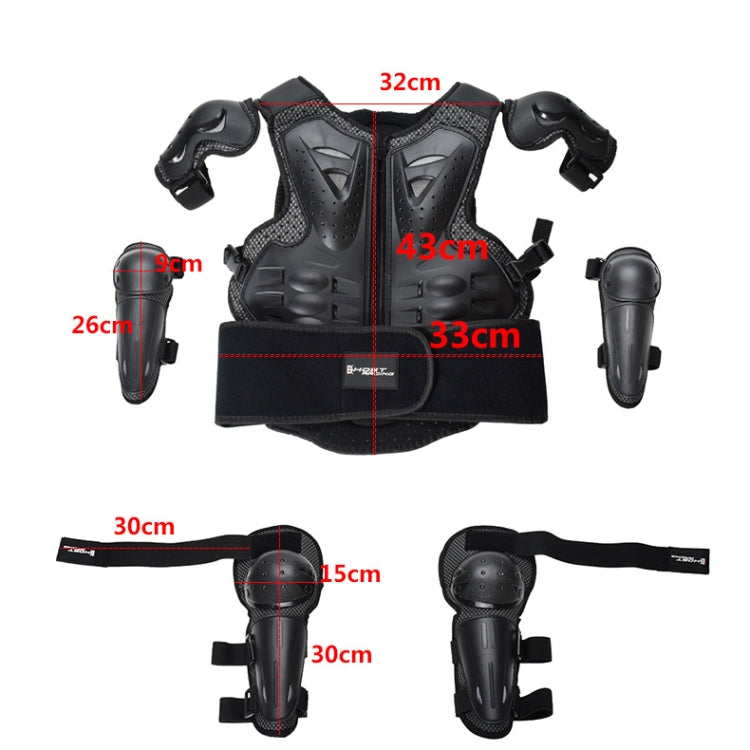 GHOST RACING Motorcycle Protective Gear Children Safety Riding Sport Vest + Knee Pads + Elbow Pads Protective Suit(Red)
