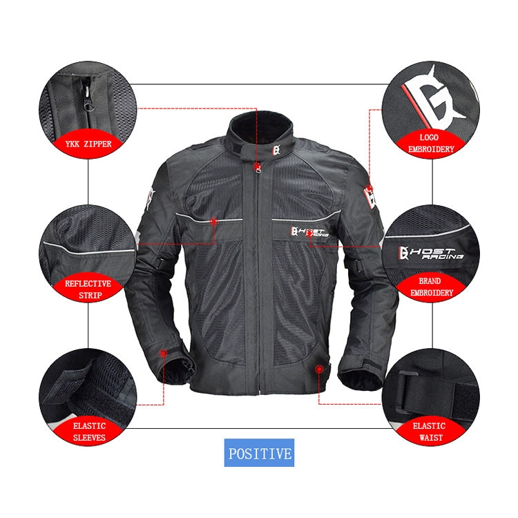 GHOST RACING GR-Y05 Motorcycle Cycling Cloth Men Knight Racing Jacket Keep Warm Anti-Fall Locomotive Off-Road Suit, Size: XXXL(Black)