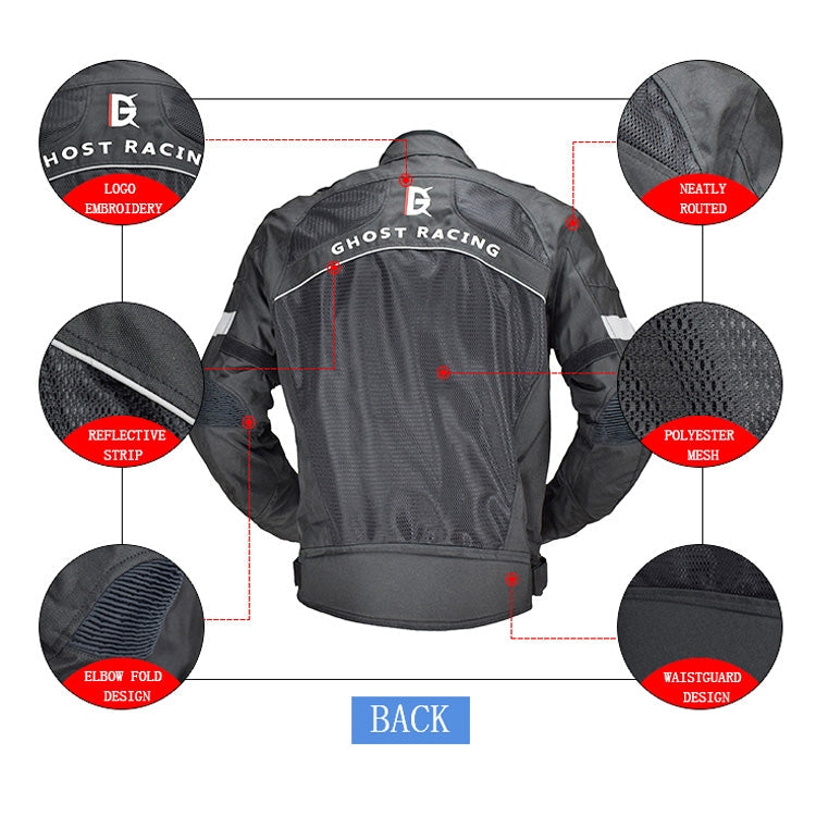 GHOST RACING GR-Y05 Motorcycle Cycling Cloth Men Knight Racing Jacket Keep Warm Anti-Fall Locomotive Off-Road Suit, Size: XXXL(Black)