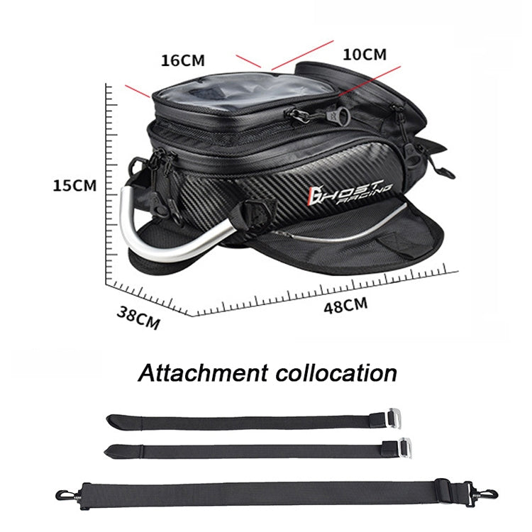 GHOST RACING GR-YXB08 Motorcycle Bag Touch Navigation Fuel Tank Package Dust Waist Bag(Without Magnet (Black))