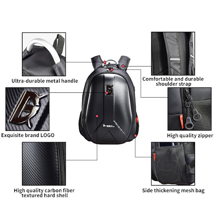 GHOST RACING GR-BB02 Men Motorcycle Riding Backpack Helmet Hard Shell Backpack Locomotive Travel Computer Bag(Black)
