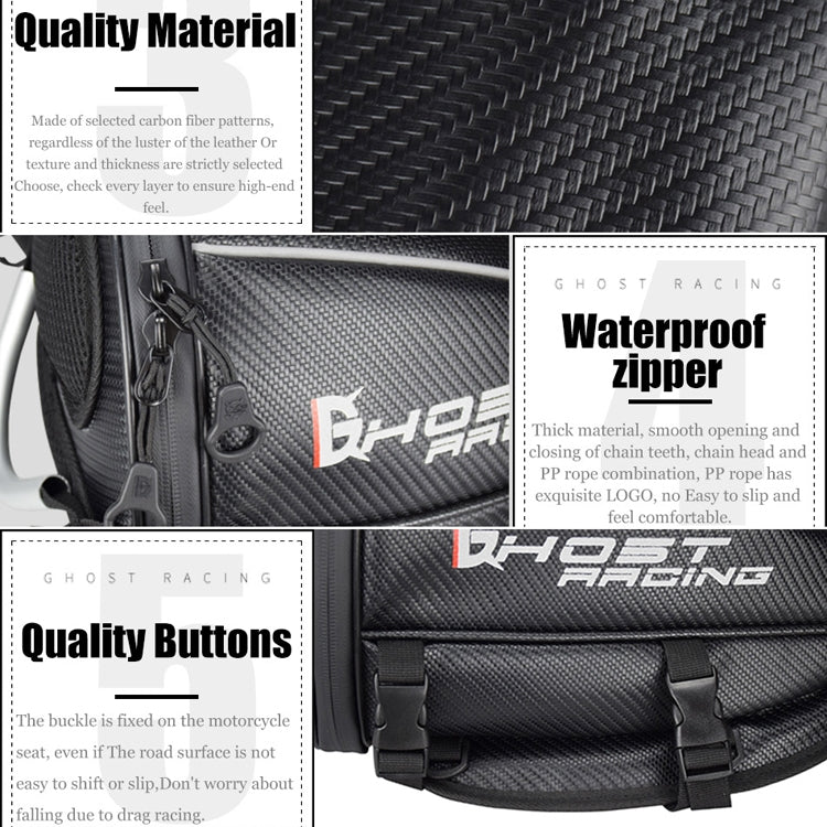 GHOST RACING GR-CWB04 Motorcycle Riding Bag Locomotive Back Bag(Black)