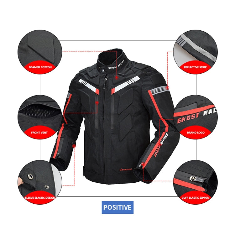 GHOST RACING GR-Y07 Motorcycle Cycling Jacket Four Seasons Locomotive Racing Anti-Fall Cloth, Size: XXXL(Black)