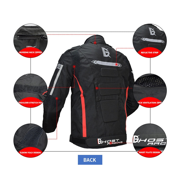 GHOST RACING GR-Y07 Motorcycle Cycling Jacket Four Seasons Locomotive Racing Anti-Fall Cloth, Size: XXXXXL(Black)