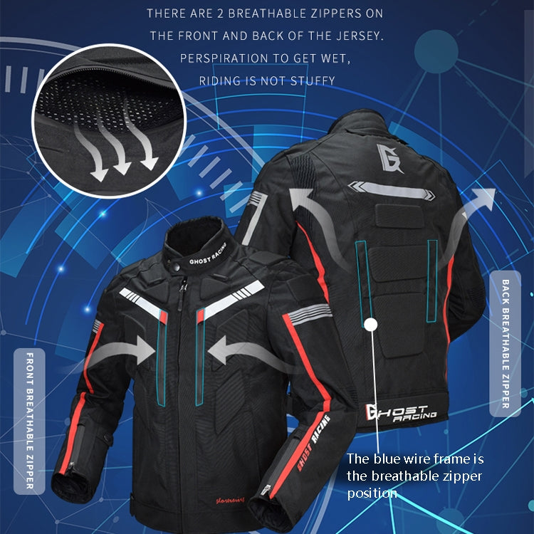 GHOST RACING GR-Y07 Motorcycle Cycling Jacket Four Seasons Locomotive Racing Anti-Fall Cloth, Size: XXXL(Black)