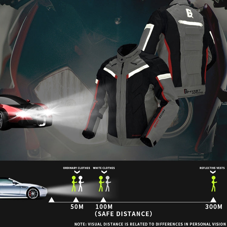 GHOST RACING GR-Y07 Motorcycle Cycling Jacket Four Seasons Locomotive Racing Anti-Fall Cloth, Size: XXXL(Black)