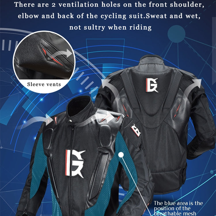 GHOST RACING GR-Y09 Motorcycle Four Seasons Racing Suit Locomotive Riding Anti-Fall Rally Suit, Size: XXXL(Black)