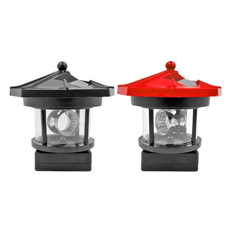 Outdoor Waterproof LED Solar Rotating Lighthouse Garden Decoration Induction Landscape Light(Black)