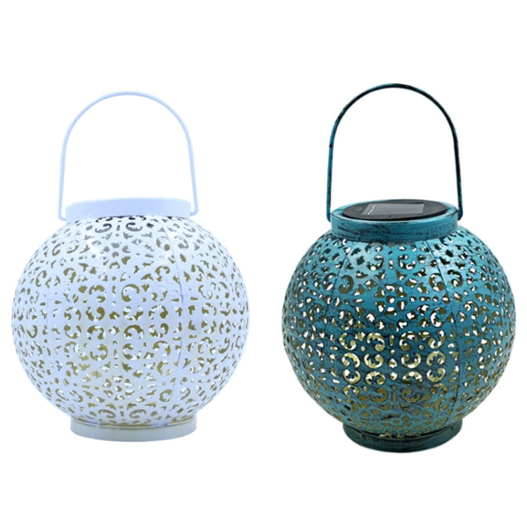 Outdoor Garden Decoration LED Solar Wrought Iron Hollow Ball Shape Portable Lamp(Blue)
